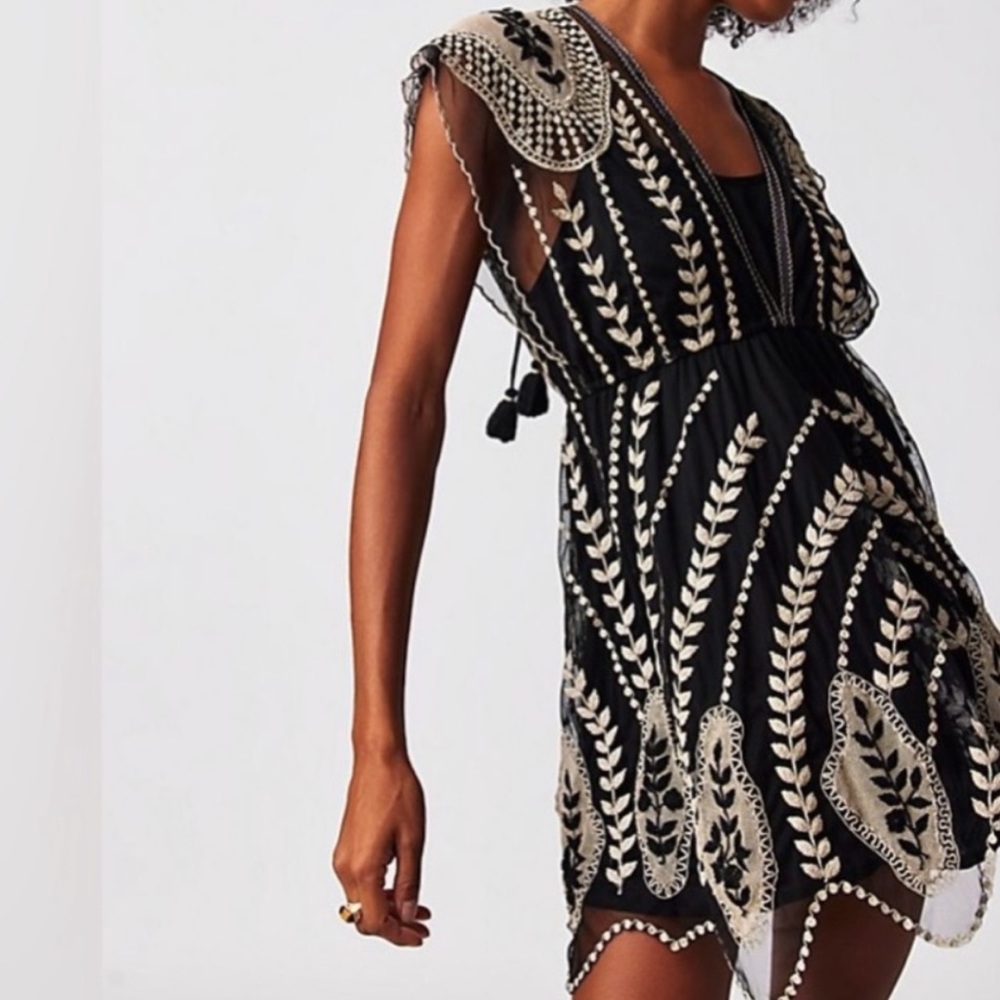 Free People Ollari Ethereal Black & Cream Lace Dress
